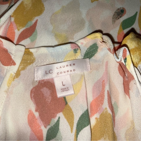 LC Lauren Conrad Dresses & Skirts - LC Lauren Conrad Pastel Floral Ruffle Dress - Pink, Green, Mustard